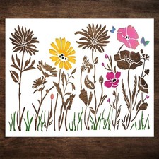 Large Wildflower Stencil for Painting (15x12 15"x12", Transparent