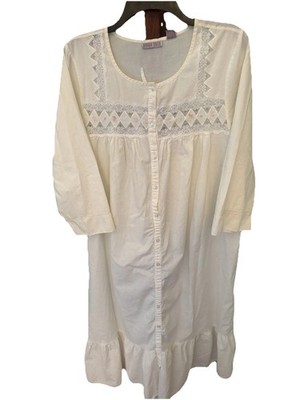 Vtg Amanda Smith Nightgown Sz Med 100% Cotton Lace SEE PICS & READ