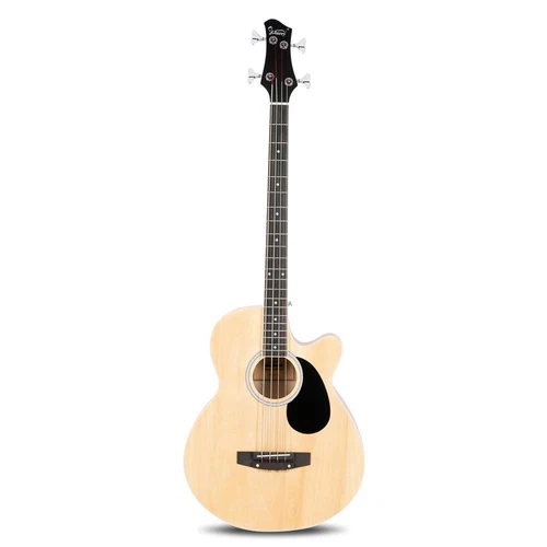Glarry 4 String Electric Acoustic Bass Guitar With Bag Burlywood