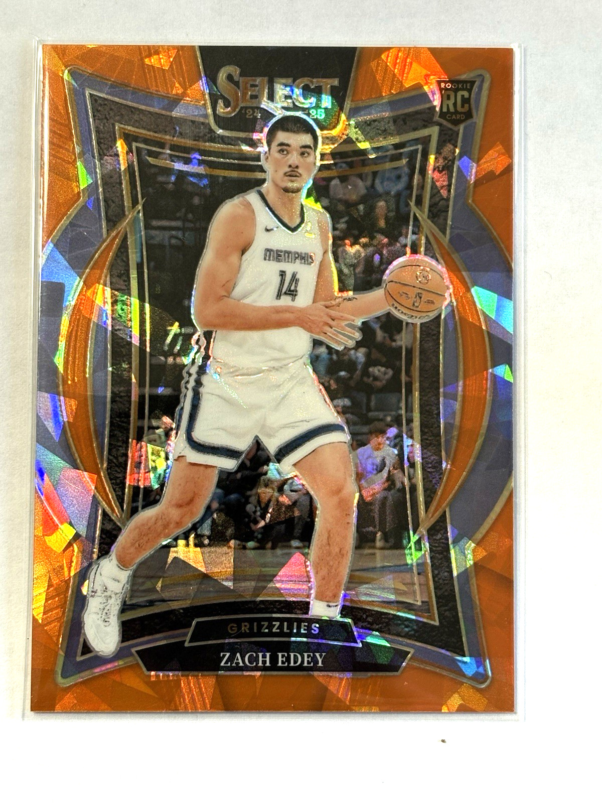 2024-25 Panini Select Zach Edey Orange Cracked Ice Concourse Rookie Card /275