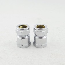 Compression Female Straight Adaptor 15mm x 1 2 Chrome Plated 2 Pack