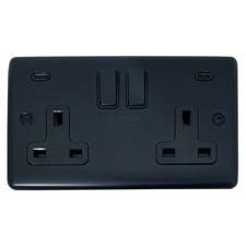 Basics Matt Black Range of Sockets and Switches