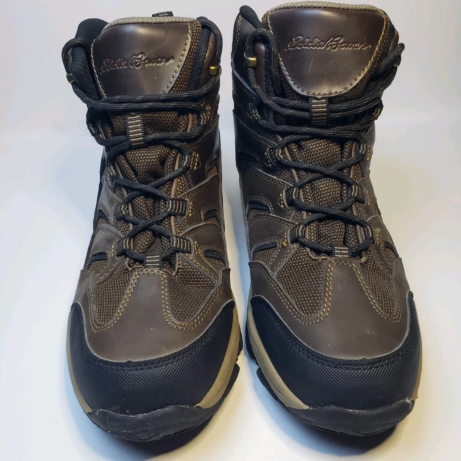 Eddie Bauer Men's 9 M Brown Leather Fairmont Hiking Boots Shoes Waterproof
