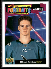 Nikolai Knyzhov 2020-21 Upper Deck UD Rookie Portraits Card P-79 San Jose Sharks. rookie card picture