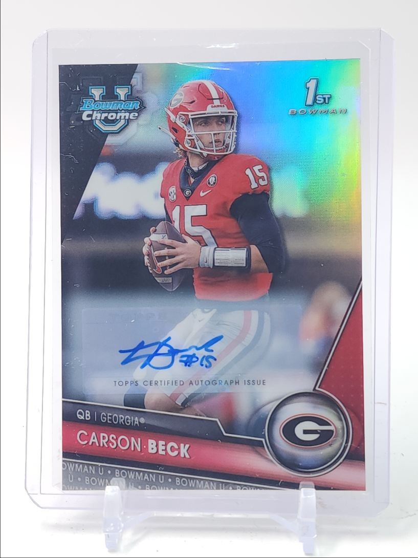 CARSON BECK 2023 BOWMAN U CHROME 1ST REFRACTOR SURFACE AUTO /499 Q1300