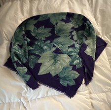 Women s Purple Green Floral Square Headscarf Scarf Flower Theme