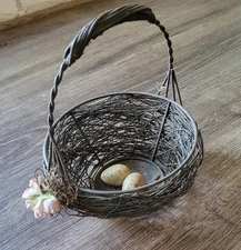 Vintage(?) Metal Bird Nest Basket Decor