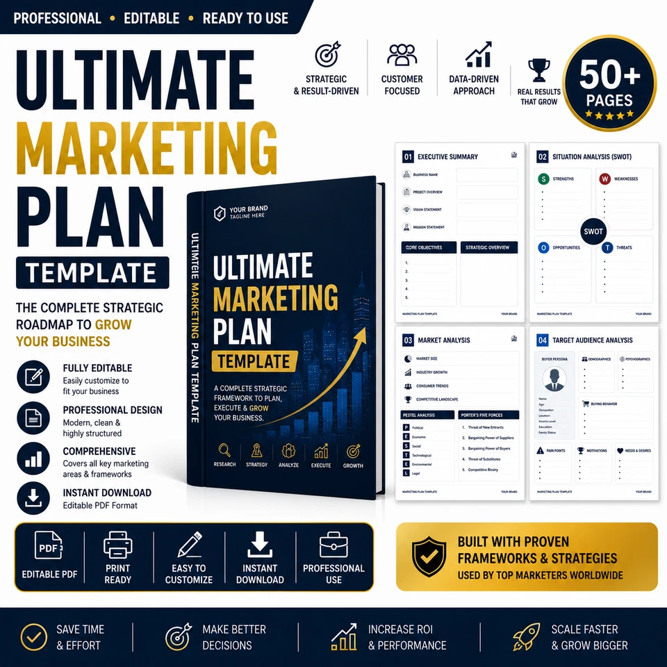 Marketing Plan Template | Digital Product | Premium - Image 1 of 1