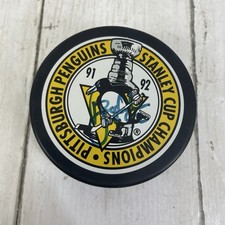 PITTSBURGH PENGUINS 1991/ 1992 STANLEY CUP HOCKEY PUCK Unknown Signature