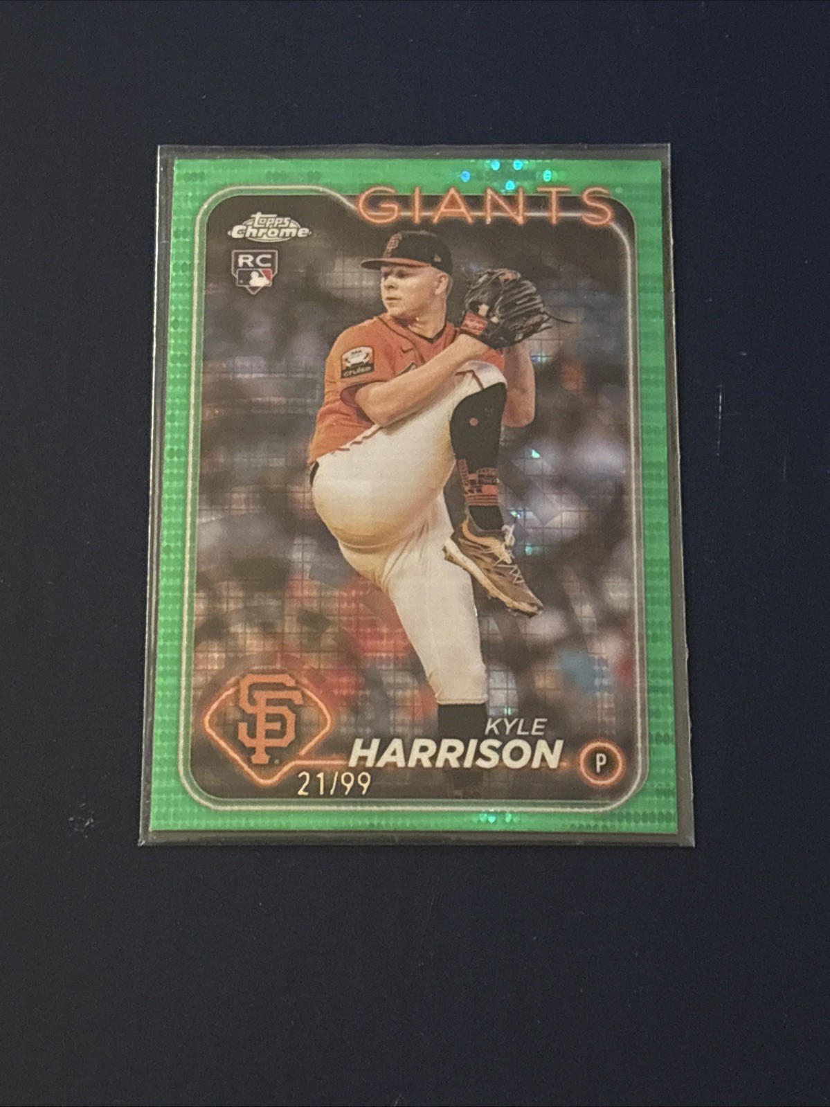 2024 Topps Chrome Baseball Kyle Harrison Sonar Green RC /99 #191 Giants
