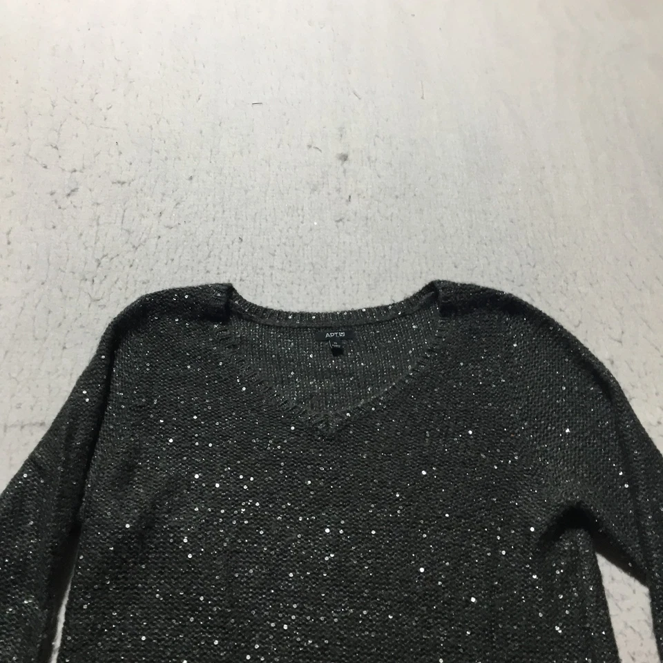 Apt. 9 Suéteres Mujer XL Verde Oscuro Lentejuelas Manga Larga Cuello en V Tejido Foto 2 de 4
