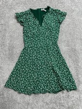 Reformation Byron Mini Dress Womens 6 Green Parsley V Neck Back Zip Cap Sleeve