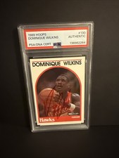 1989-90 NBA HOOPS Dominique Wilkins #130 Authentic Autograph Card