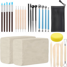 Air Dry Clay Kit 2.2lb White Modeling Clay Set with 25 Sculpting Tools