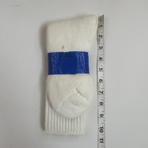 VTG Crew Socks USA Made 10-13 Orlon Acrylic Cushion White NOS 80s 90s Men's. - Picture 6 of 6