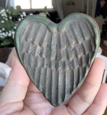 Jeremy Diller Angel Wings Blessed Heart Raku Hand Made Art Signed