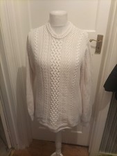Mens Primark Size M White Knit Long Sleeved Patterned Jumper