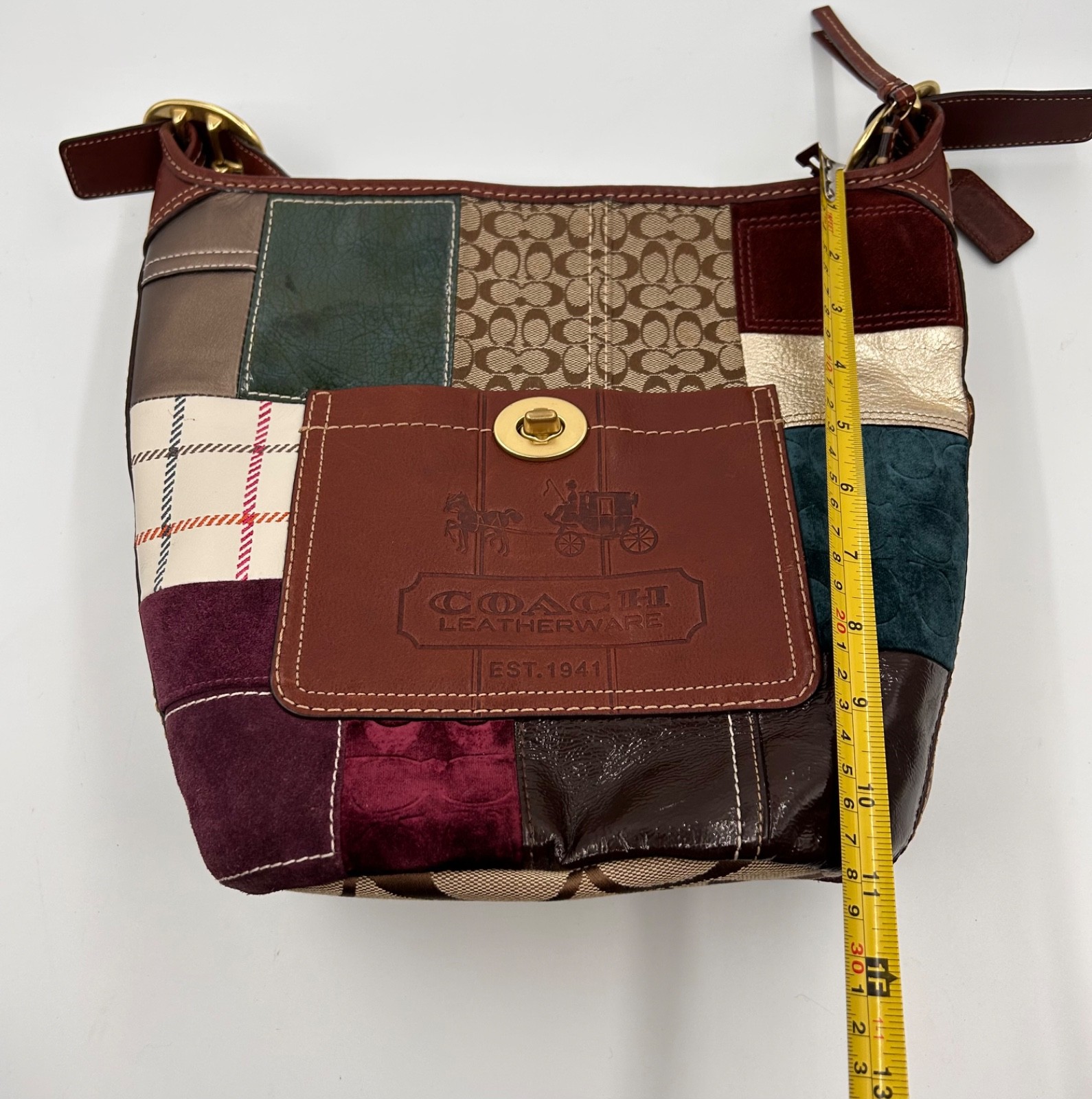 Auth COACH Patchwork Bleecker Legacy Leather Duff… - image 10