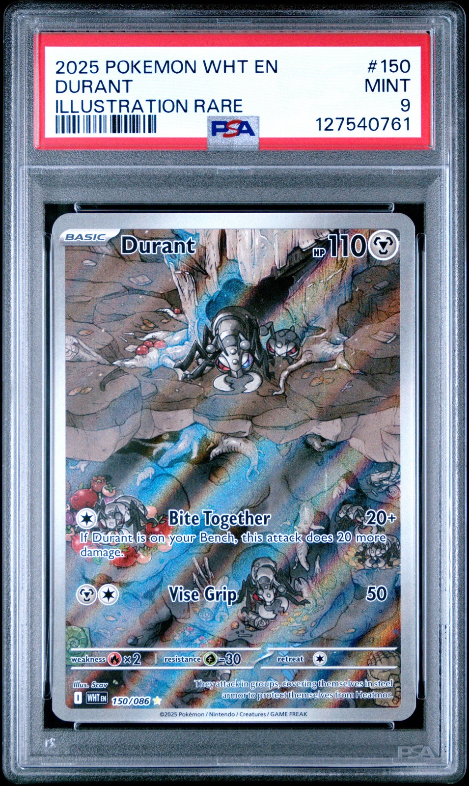 2025 POKEMON WHT EN-WHITE FLARE ILLUSTRATION RARE #150 DURANT PSA 9
