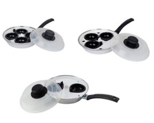 2/3/4 Cup Egg Poaching Pan & Plastic Lid Non Stick Egg Cooking 20cm Egg Boiler