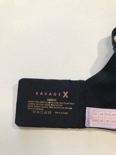 Savage X Fenty Lightly Lined Underwire T-Shirt Bra Size 36DDD Black - Picture 7 of 9