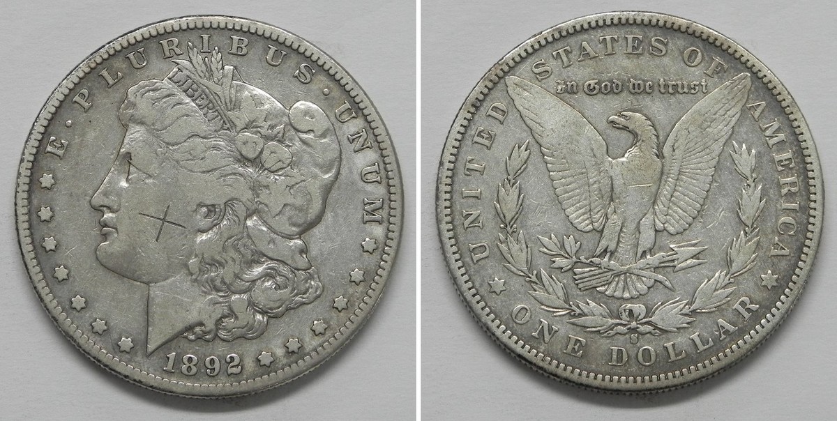 X3739 1892-S Morgan Dollar, F/VF details, scratch | eBay
