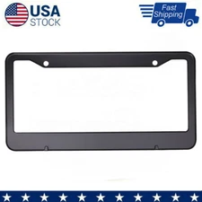 Black  Metal License Plate Frame Tag Cover Screw Caps