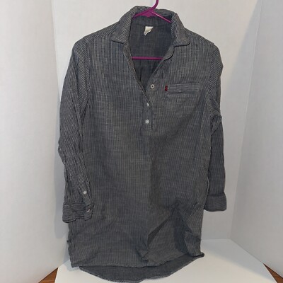 Levi's Strauss Women's Woven Pajama Shirt Dress Size Small 100% Cotton Pinstripe