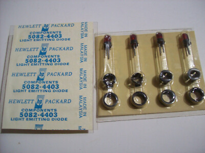 Early Vintage HEWLETT PACKARD 5082-4403 T1-3/4 LEDS, 4 Pieces Carded With Mounts
