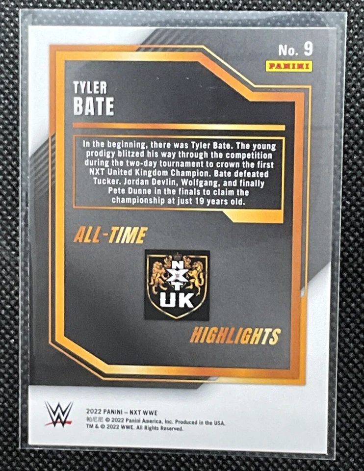 Tyler Bate #9 WWE Green Parallel NXT UK 2.0 Panini 2022 Wrestling Trading Card. - Image 2 of 3