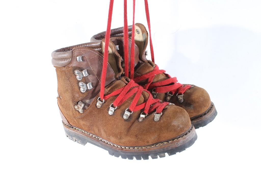 Vintage Leather Hiking Boots With Red Lace Waffle Stompers (58) Liked