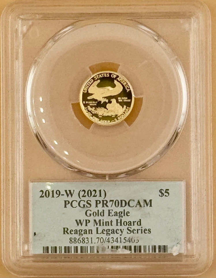 2019-W (2021) $5 Gold Eagle PCGS PR70 WP Hoad Reagan Legacy Series Foto 4 de 4