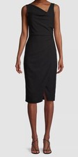 375 Black Halo Women's Black Legend Ruched Cowl-Neck Dress Size 6