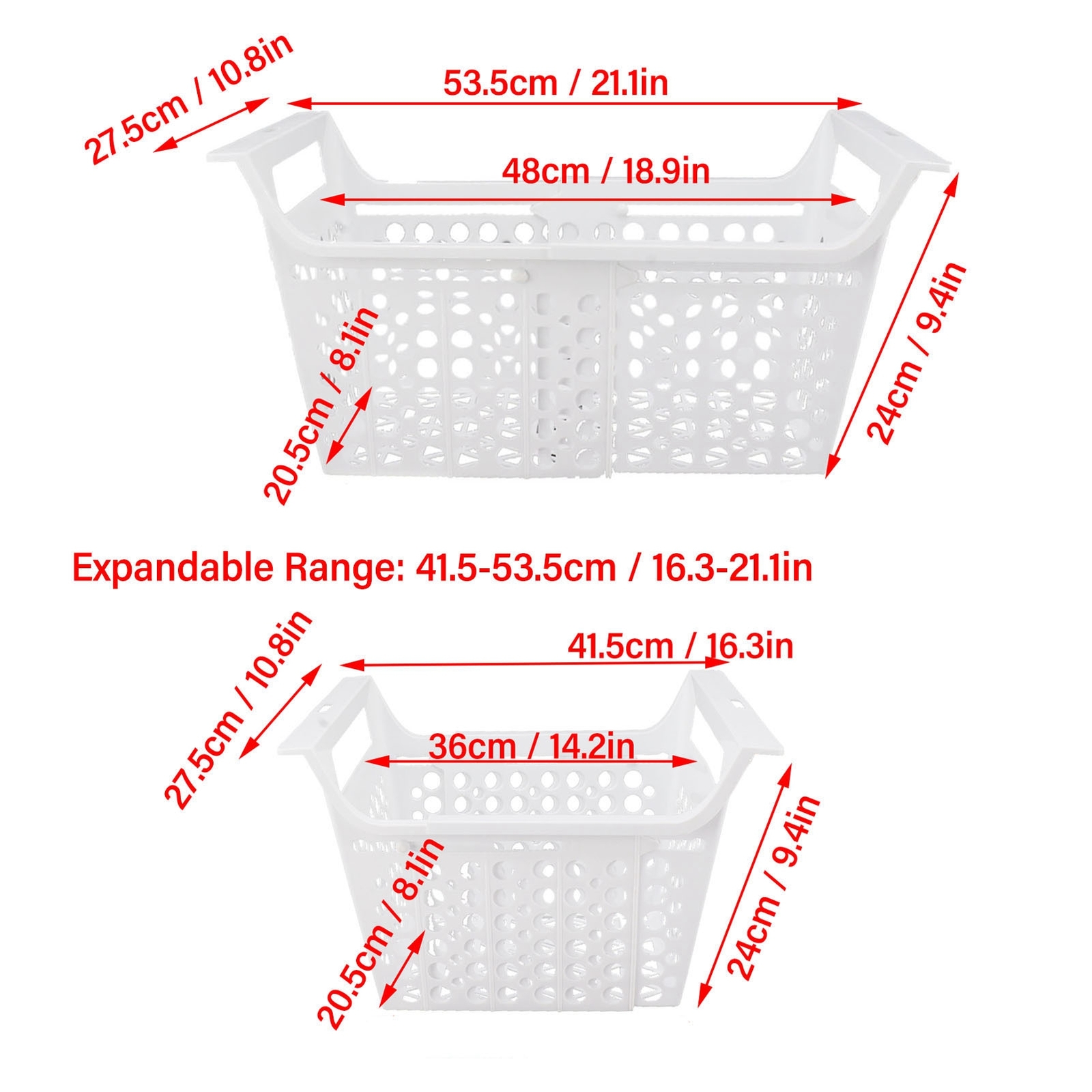 2PCS Expandable Chest Freezer Baskets PP Adjustable Deep Freezer Basket