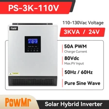 US 3KVA DC 24V Hybrid Solar Inverter AC 110V Built-in 50A PWM Solar Controller