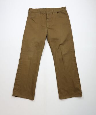 Vintage 70s Lee Mens Size 34x29 Faded Flared Wide Leg Denim Jeans Brown USA