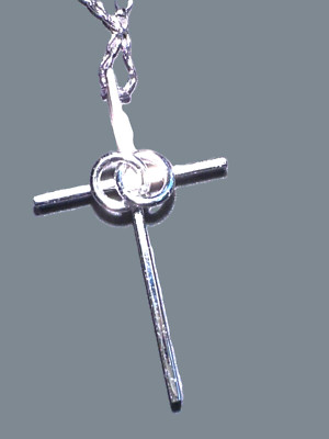 Handcrafted Sterling Silver '' Cross Connected Rings 18'' Chain Necklace Signed JF