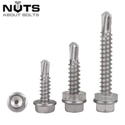 NUTS ABOUT BOLTS HEX HEAD SELF DRILLING HEXAGON SCREWS SELF TAPPING BUZZ SCREW No. 6 8 10 12 14