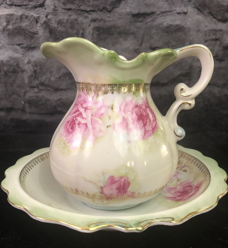 Ludwigsburg Porcelain Pitcher and Bowl Floral