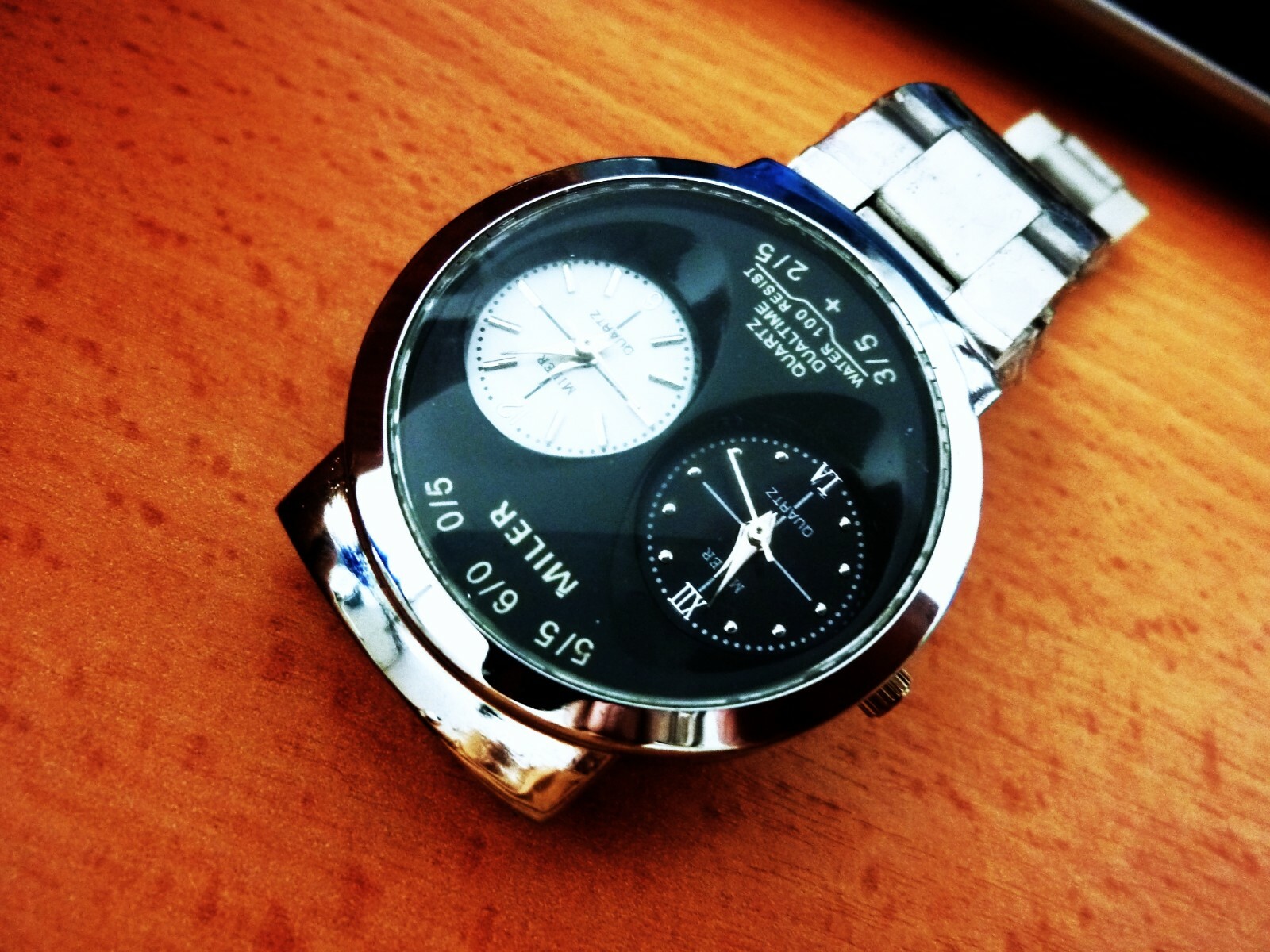 MILER Cadillac montre 2 cadrans DIV0272 boîtier argenté luxe