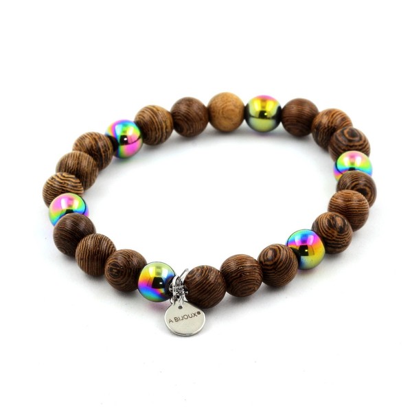 Mineralien Und Edelsteine. Armband Perlen HäMatit Multicolor + Holz 8 M-image