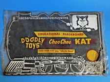 NOS VINTAGE CHOO CHOO KAT BLACKBOARD DOODLY TOYS 12X18 VTG DIME STORE USA MADE A