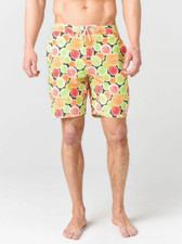 NWT JOHNNIE-O 89 BRIDGETOWN HALF ELASTIC SWIM TRUNK IN LEMONADE SZ L LARGE