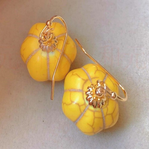 Moda calabaza Amarillo Natural Pendientes De Oro Boda Moda eBay