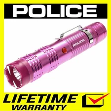 POLICE Stun Gun M12 700 BV Metal Rechargeable LED Flashlight Pink