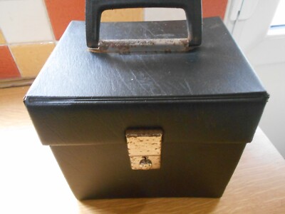 Vintage Black Vinyl Case for 7'' Vinyl Discs 18 x 19 x 20cm