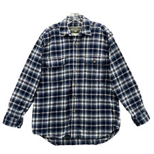 VTG Field Stream Flannel Shirt Men's Medium Blue Plaid Outdoors Gorpcore Cabin