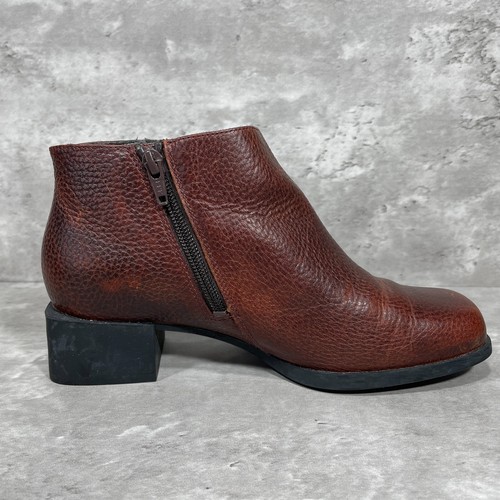 Camper Brown Distressed Leather Ankle Boots Side Zip Women's Size US 8 EU 38 - Picture 7 of 14