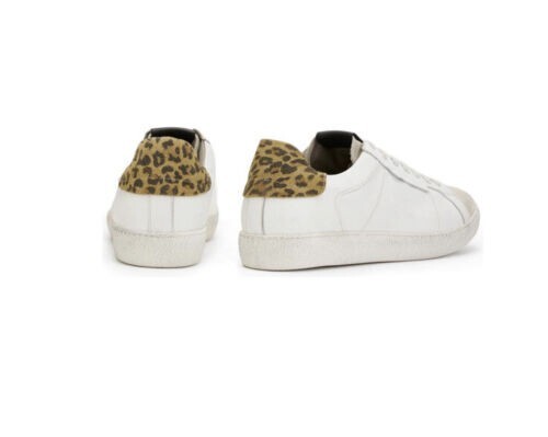 ALLSAINTS Men's Sheer Low Top White Leopard Leather Sneaker Size 11 - Picture 2 of 5