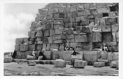 A765 Egypt Cairo Steps of Cheops Pyramid RPPC vintage postcard
